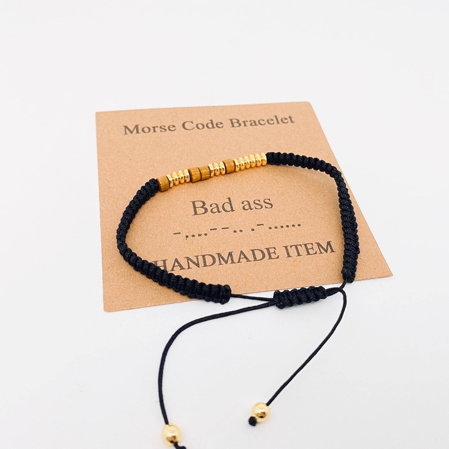 Handmade Wooden Beaded Morse Code Bracelets - I Love You