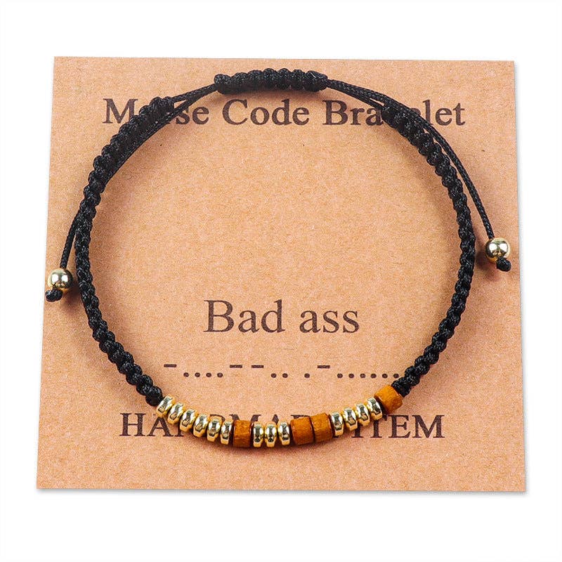 Handmade Wooden Beaded Morse Code Bracelets - I Love You