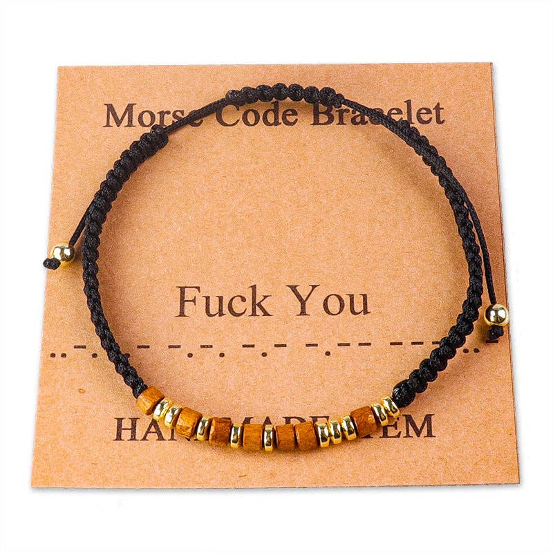 Handmade Wooden Beaded Morse Code Bracelets - I Love You