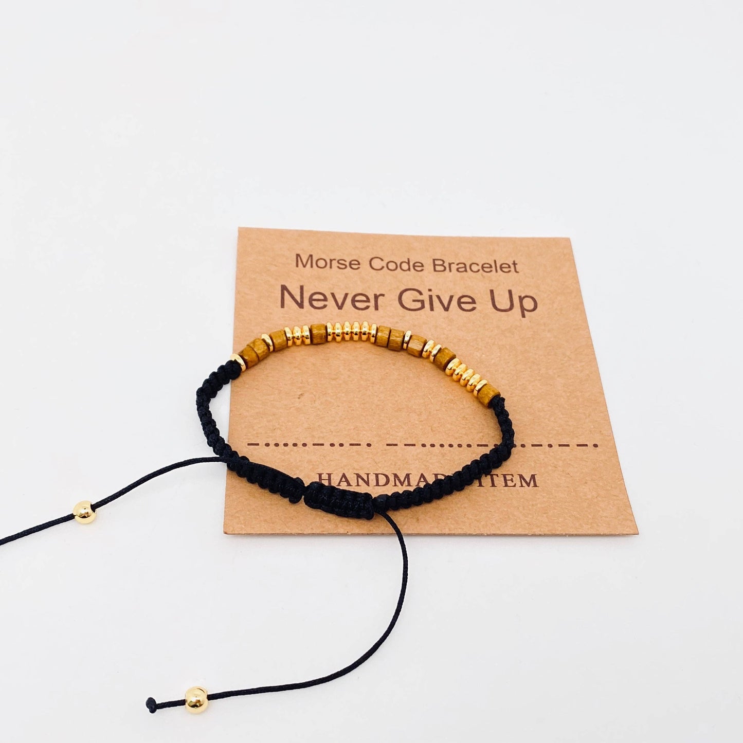 Handmade Wooden Beaded Morse Code Bracelets - I Love You