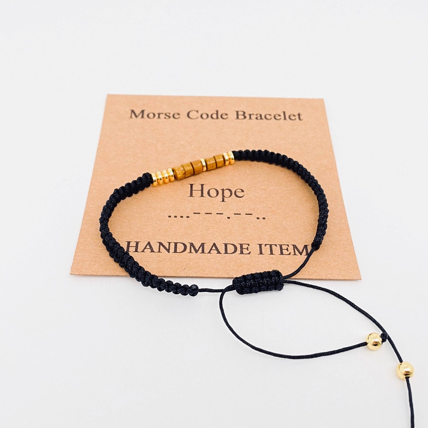 Handmade Wooden Beaded Morse Code Bracelets - I Love You