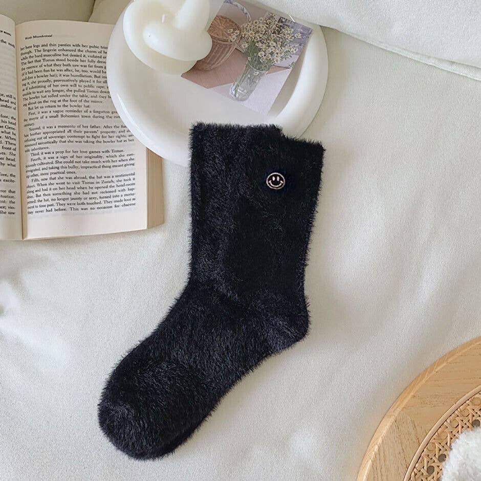 Smiley Socks Happy Face Embroidered