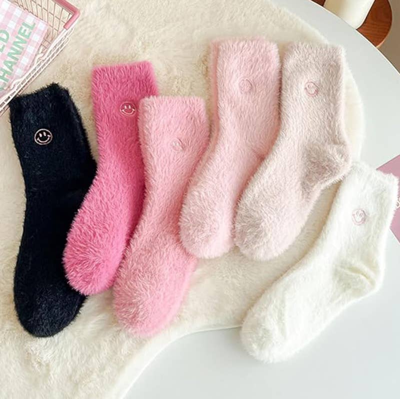 Smiley Socks Happy Face Embroidered