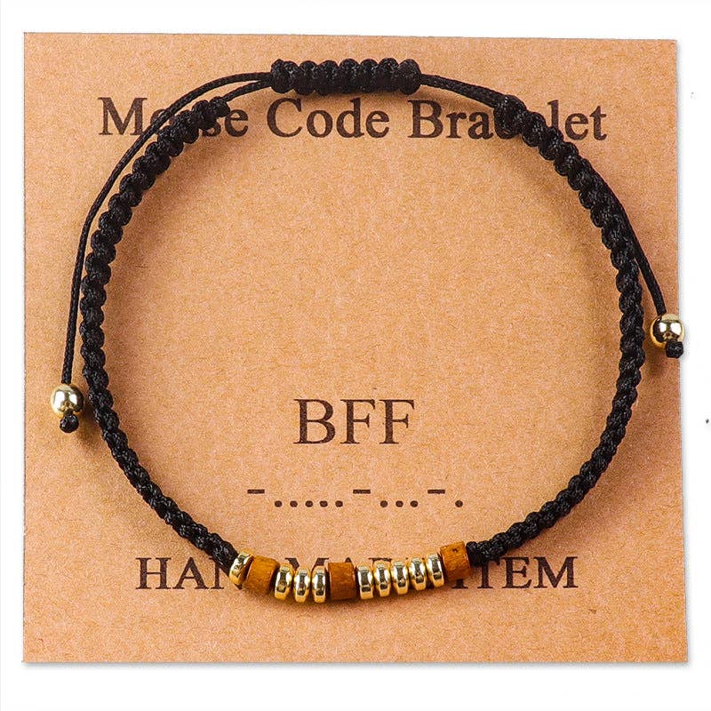 Handmade Wooden Beaded Morse Code Bracelets - I Love You
