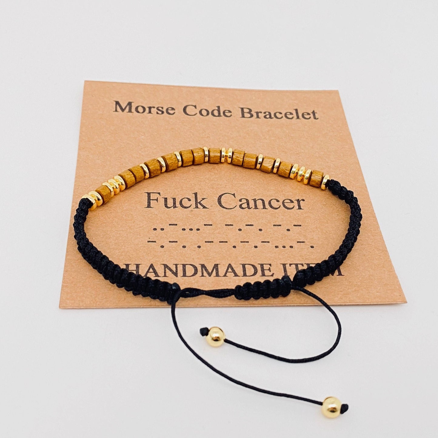 Handmade Wooden Beaded Morse Code Bracelets - I Love You