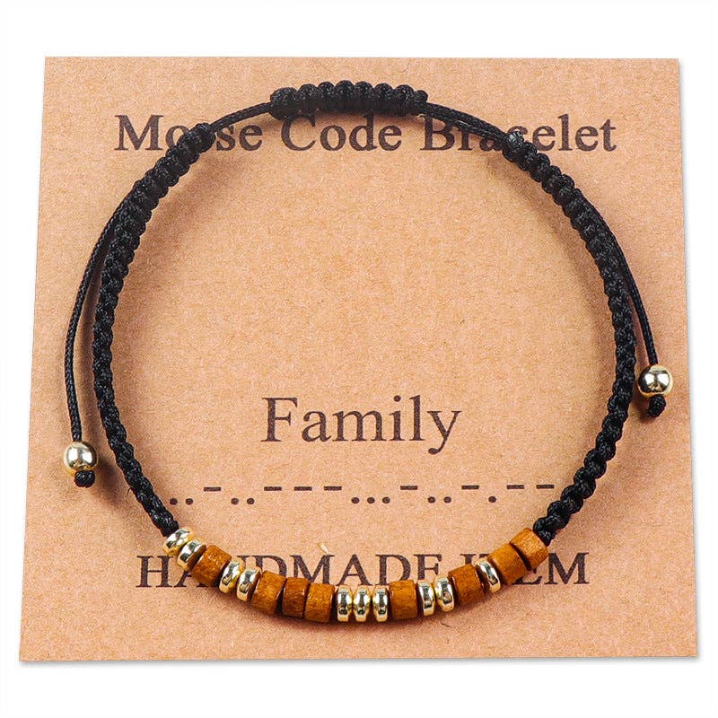 Handmade Wooden Beaded Morse Code Bracelets - I Love You