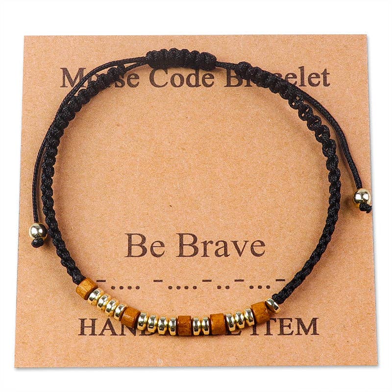 Handmade Wooden Beaded Morse Code Bracelets - I Love You