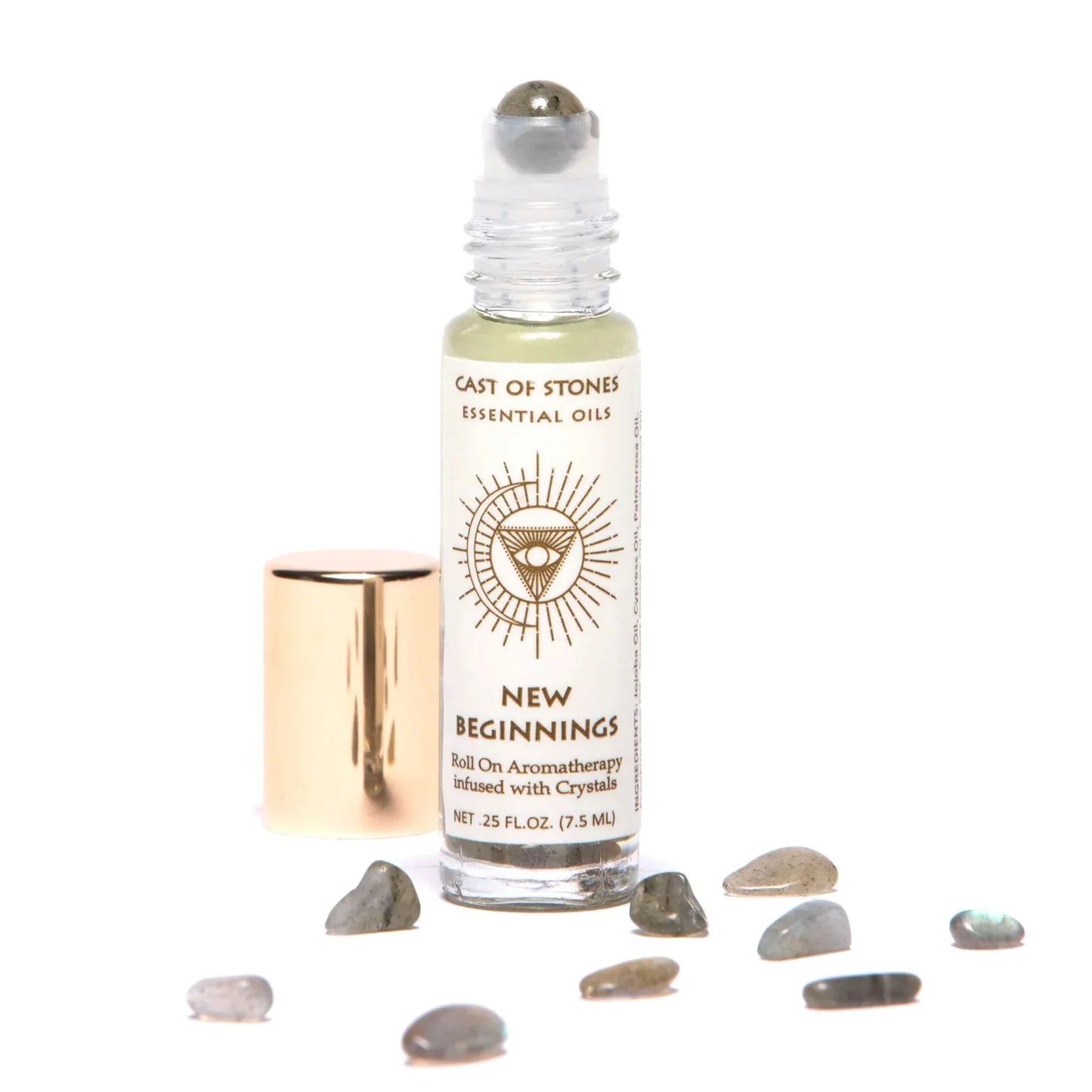 New Beginnings Roll-On Essential Oil Aromatherapy With Labradorite Crystals