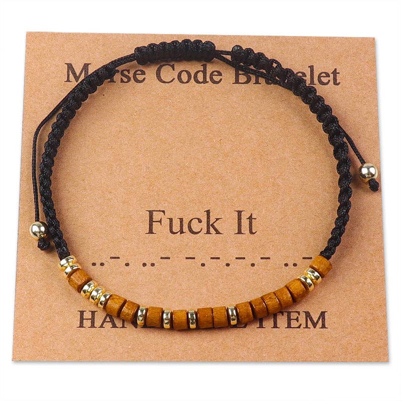 Handmade Wooden Beaded Morse Code Bracelets - I Love You