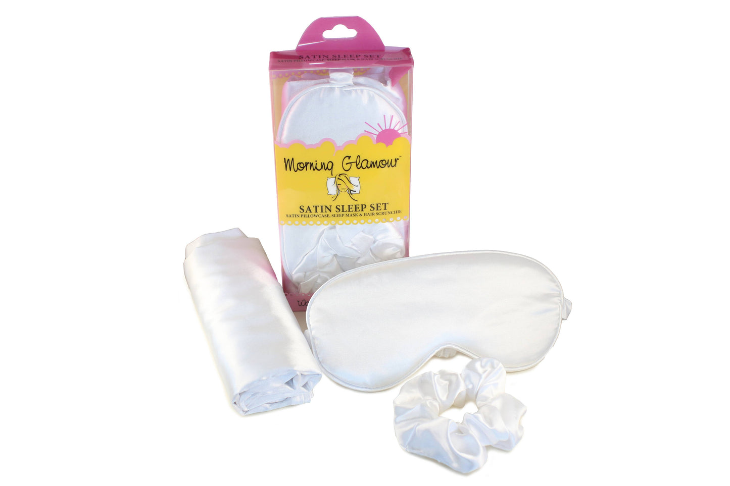Satin Sleep Set-Pillowcase, Sleep Mask & Hair Scrunchie