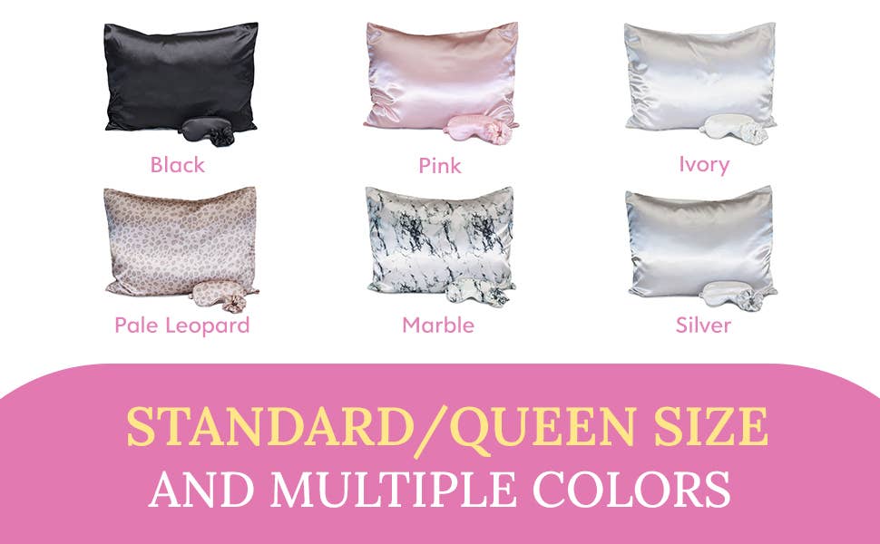 Satin Sleep Set-Pillowcase, Sleep Mask & Hair Scrunchie